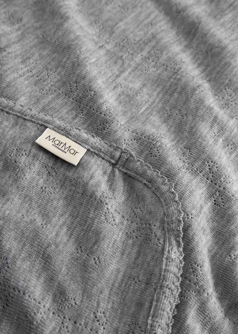 Alida, Uld Pointelle Baby tæppe - Grey Melange - Image 3