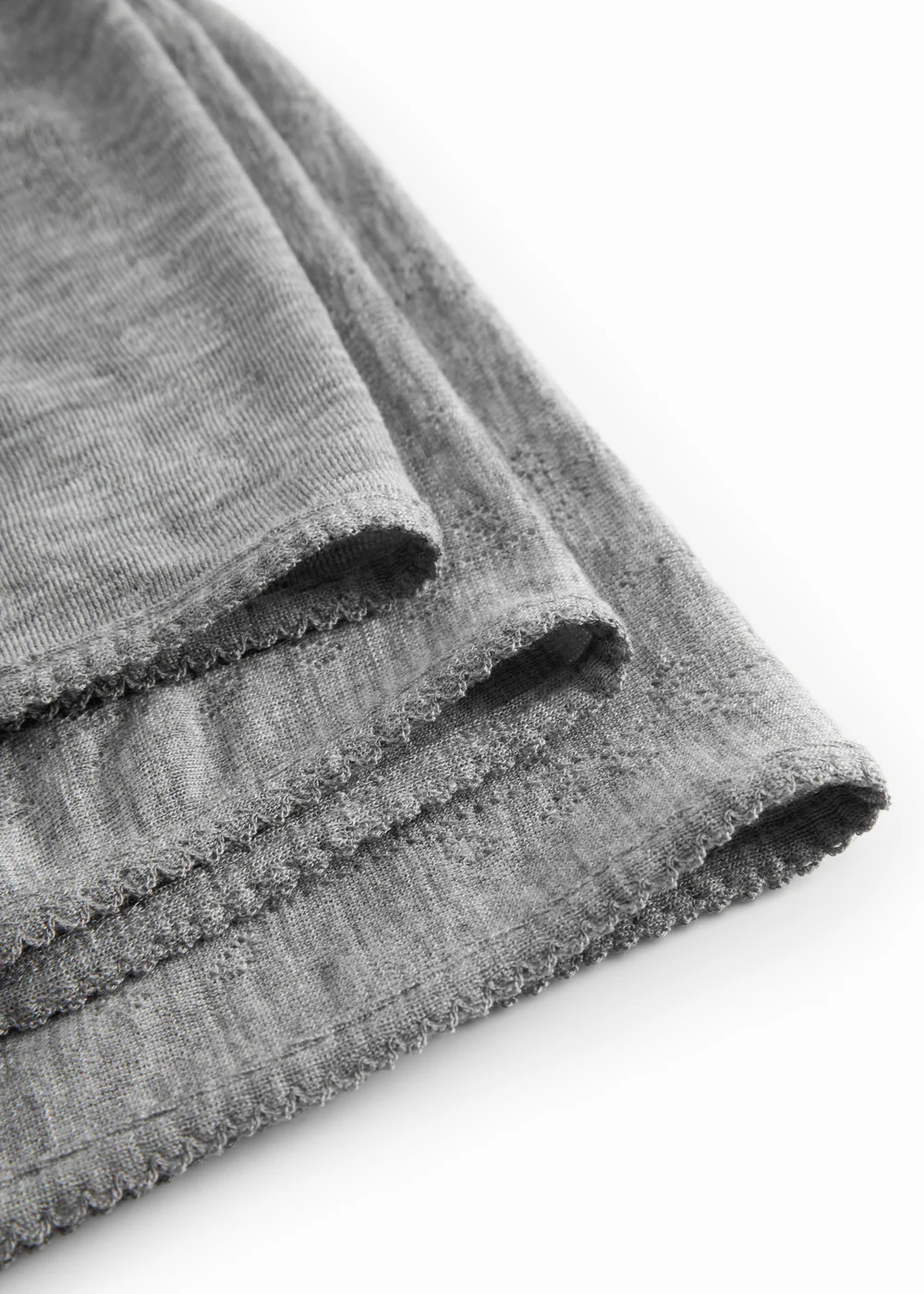 Alida, Uld Pointelle Baby tæppe - Grey Melange - Image 4