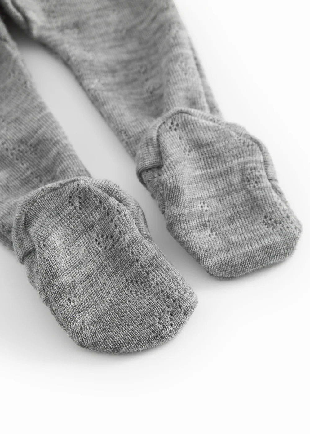Pixa, Uld Pointelle Bukser - Grey Melange - Image 3