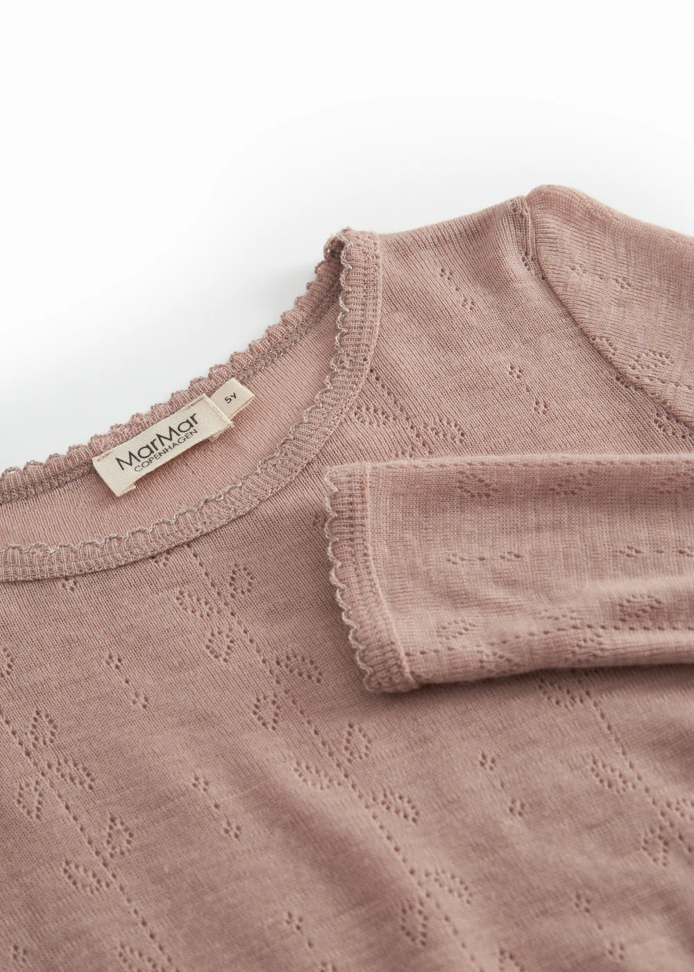 Tamra, Uld Pointelle T-shirt - Burnt Rose - Image 3