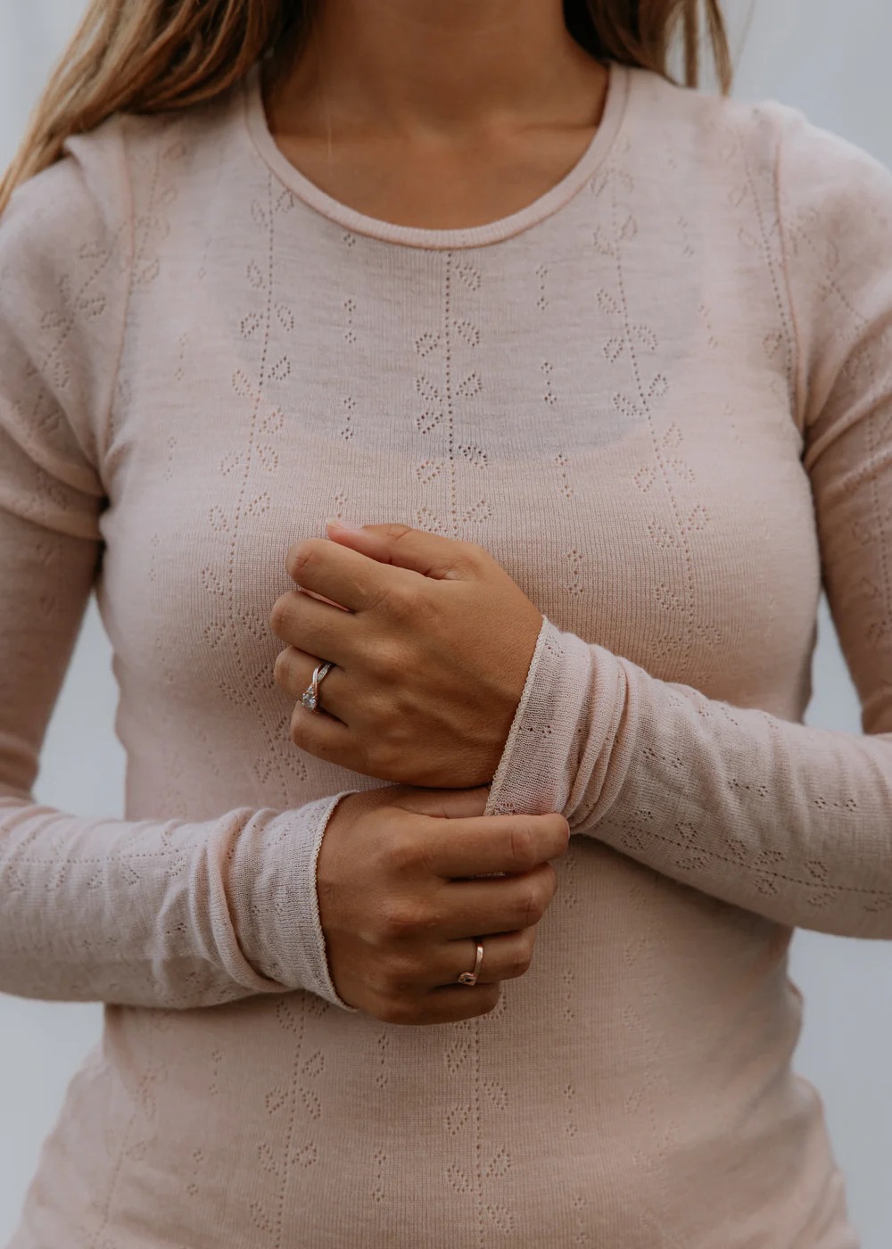 Tamra W, Uld Pointelle T-shirt - Burnt Rose - Image 3