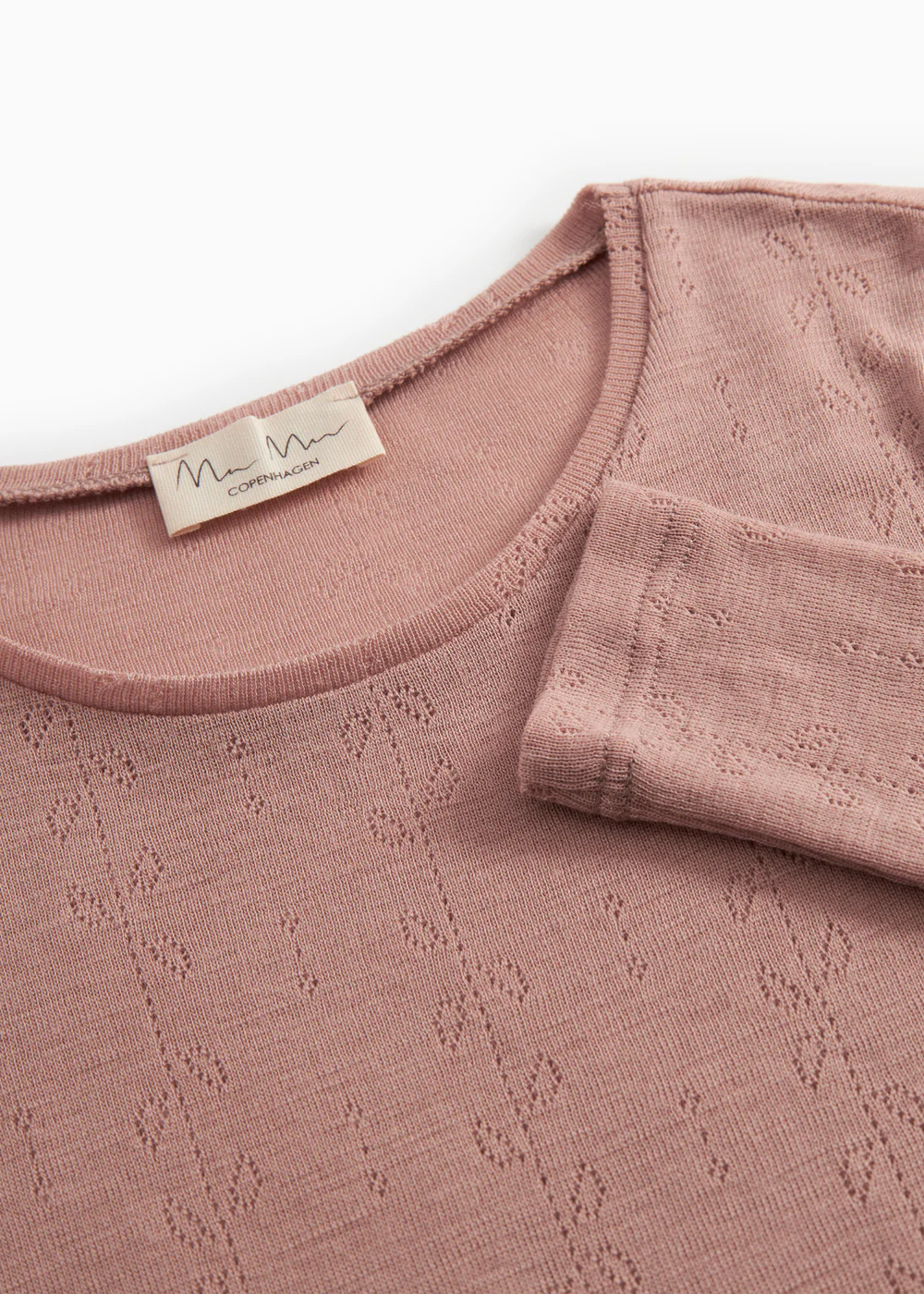 Tamra W, Uld Pointelle T-shirt - Burnt Rose - Image 4