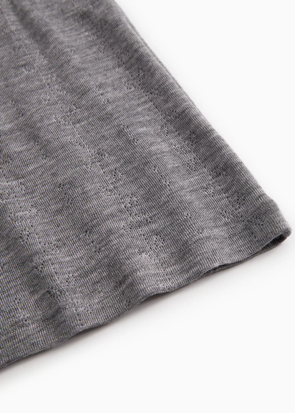 Tamra W, Uld Pointelle T-shirt - Grey Melange - Image 4