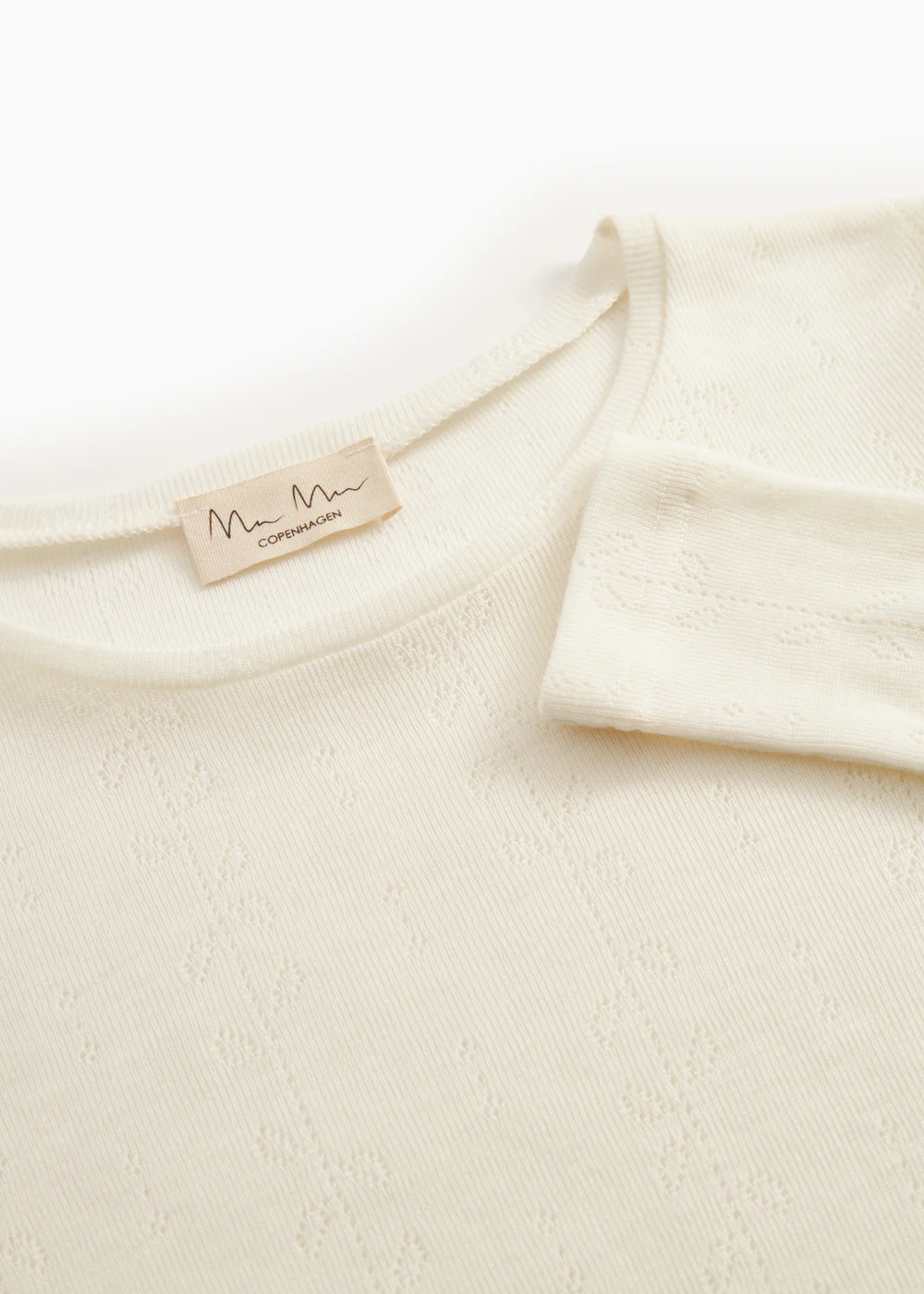Tamra W, Uld Pointelle T-shirt - Natural - Image 3