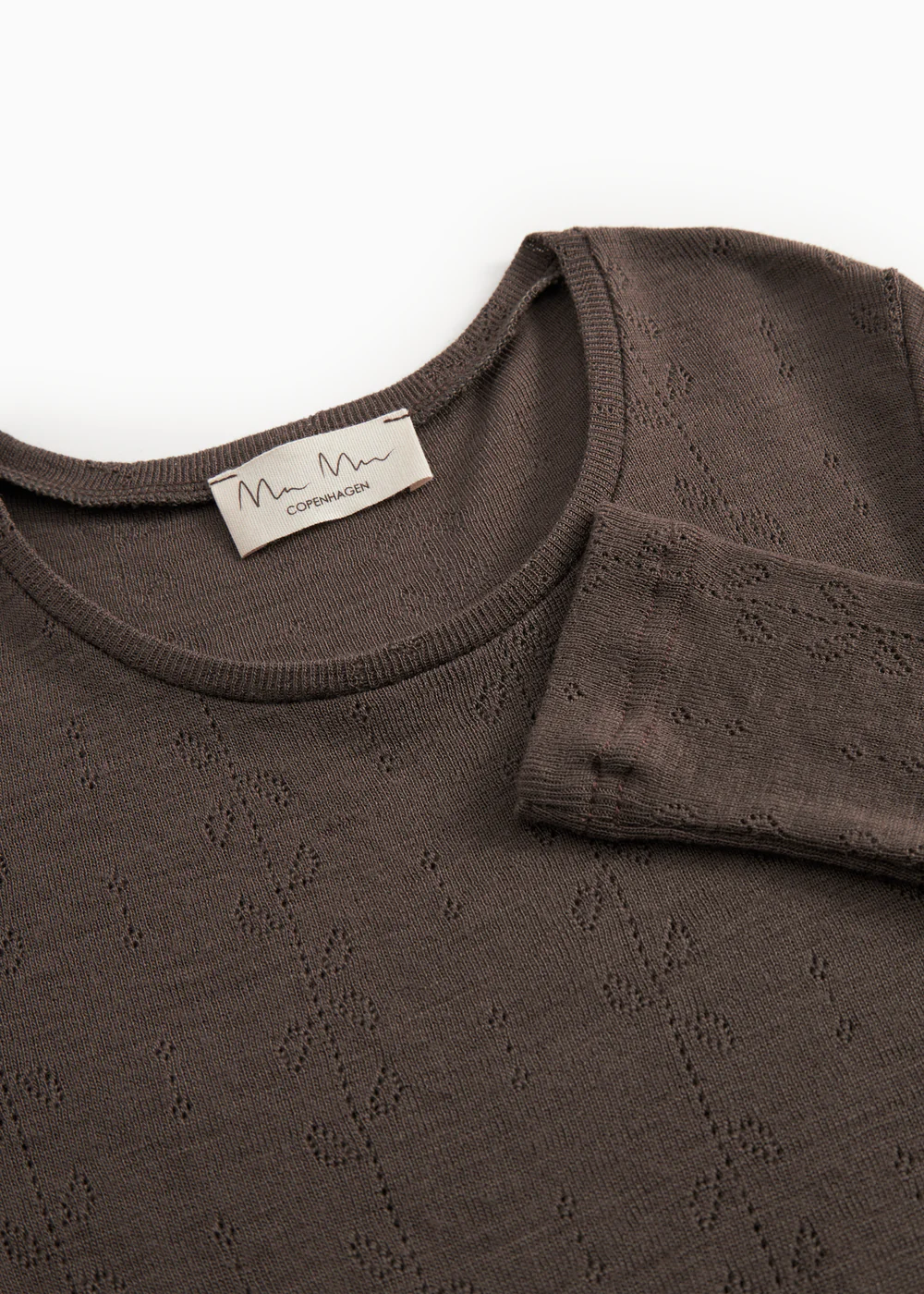 Tamra W, Uld Pointelle T-shirt - Terre - Image 6