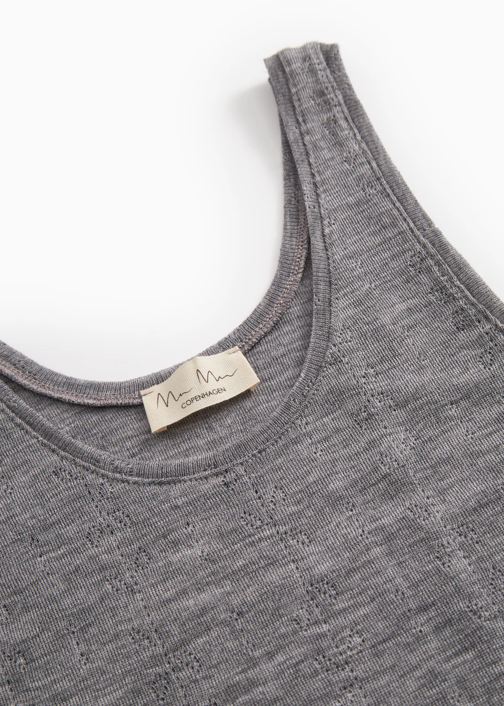 Tevo W, Uld Pointelle Undertrøje - Grey Melange - Image 3
