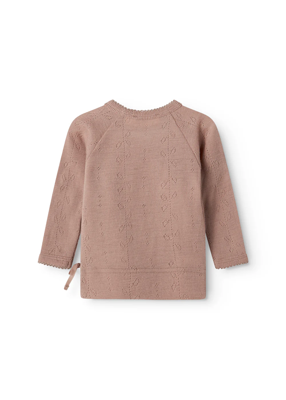 Tut Wrap LS, Uld Pointelle Bluse - Burnt Rose - Image 3