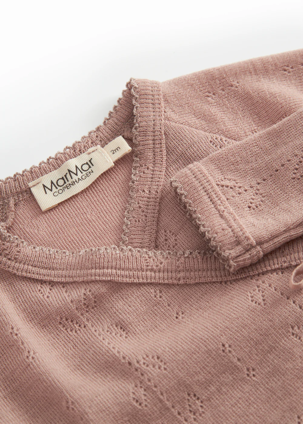 Tut Wrap LS, Uld Pointelle Bluse - Burnt Rose - Image 4
