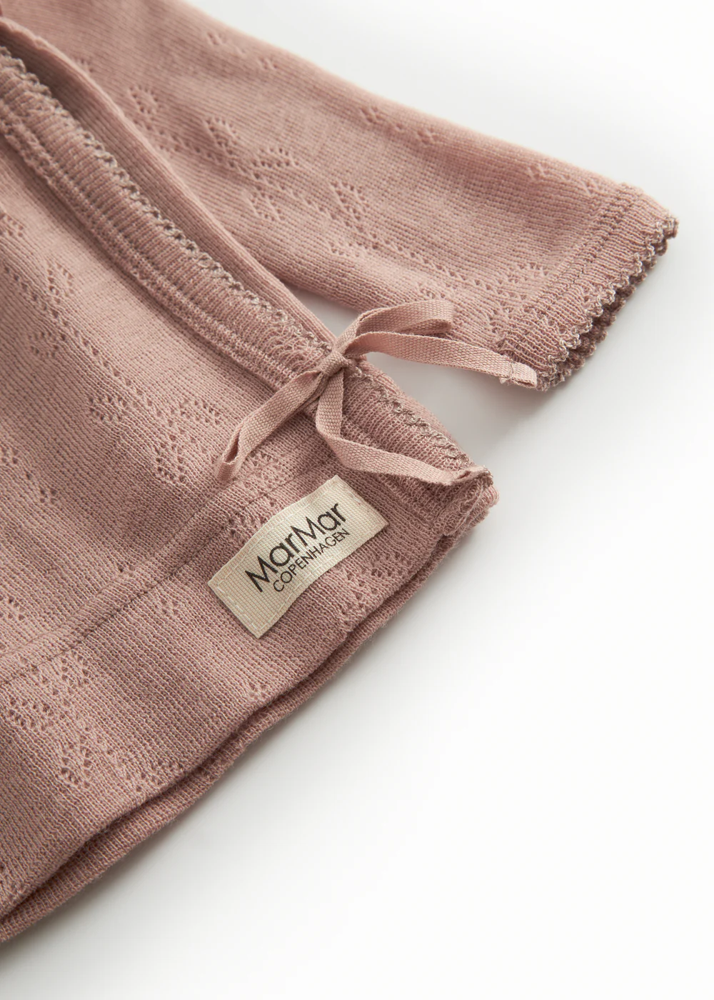 Tut Wrap LS, Uld Pointelle Bluse - Burnt Rose - Image 5