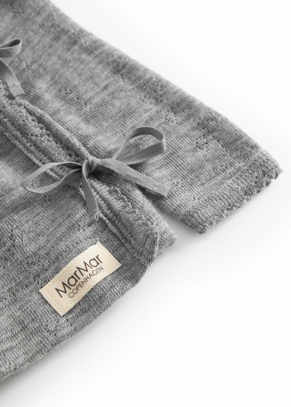 Tut Wrap LS, Uld Pointelle Bluse - Grey Melange - Image 4
