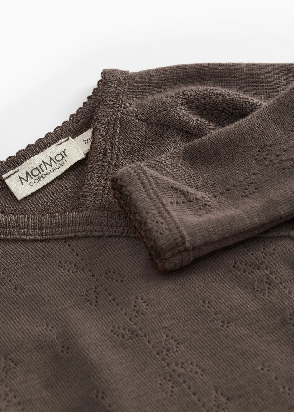 Tut Wrap LS, Uld Pointelle Bluse - Terre - Image 3